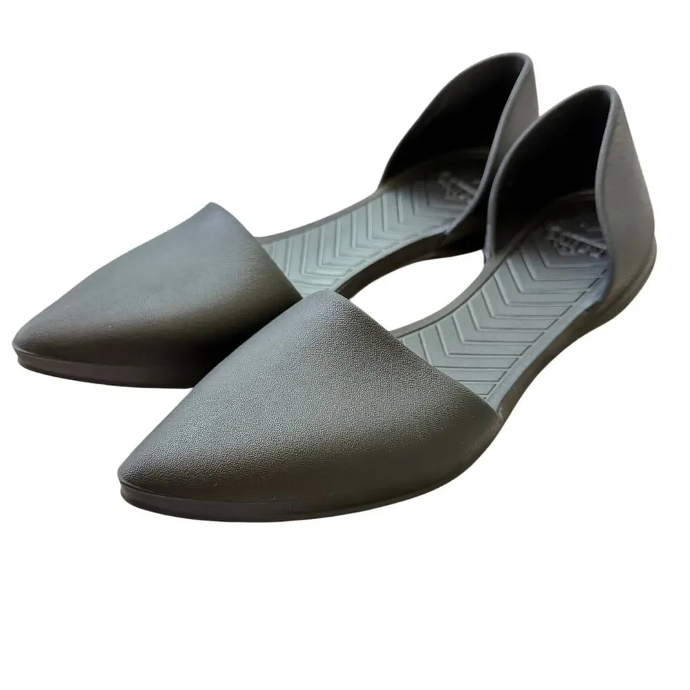 Native Audrey Black Pointed‑Toe Flats Slip‑On Women’s Size 8